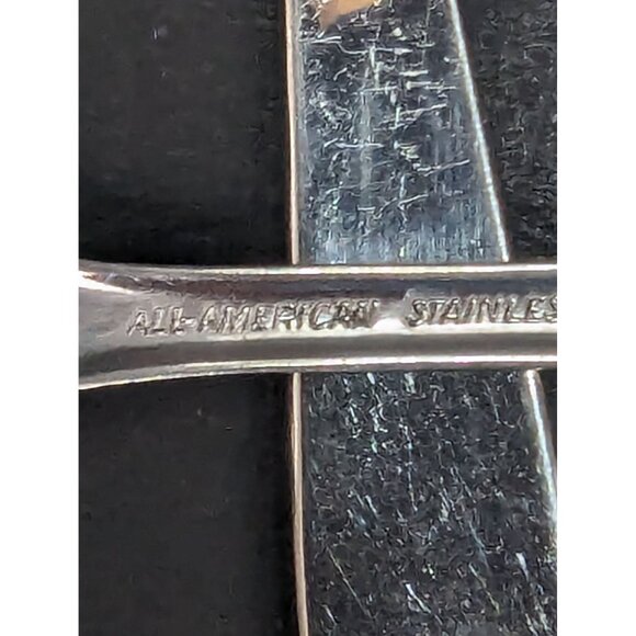 All American Stainless By Oneida Starburst Pattern 4 Salad Fork 1 Spreader - Picture 7 of 8